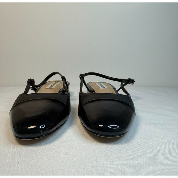 Steve Madden Belinda Flats Black Size 7 Cap Toe Leather Slingback Low Heel Shoes - Picture 5 of 11